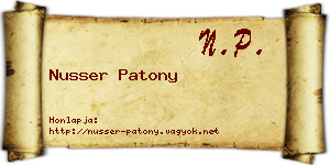 Nusser Patony névjegykártya
